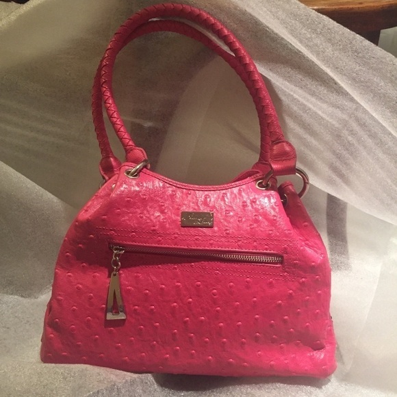 Isabella Adams Leather, faux ostrich handbag Pink - Picture 1 of 13